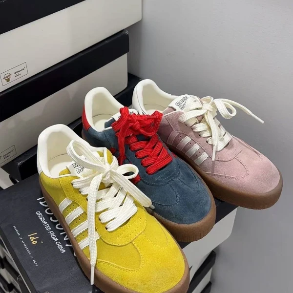 欧货2025春季新款女鞋欧货高品质厚底德训鞋拼色休闲鞋