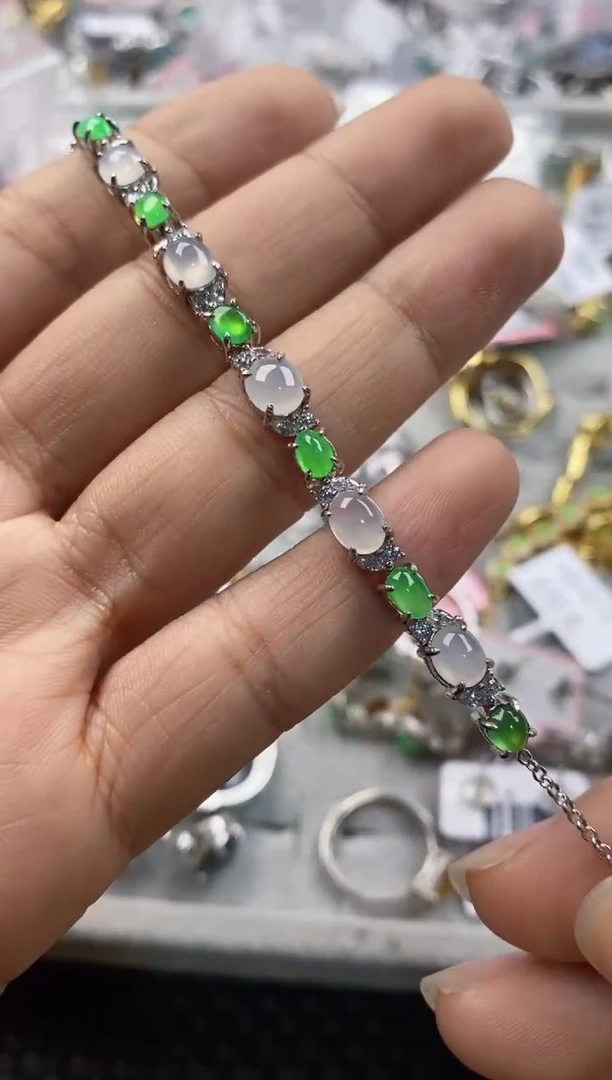 银S925镶嵌戒指翡翠444---9