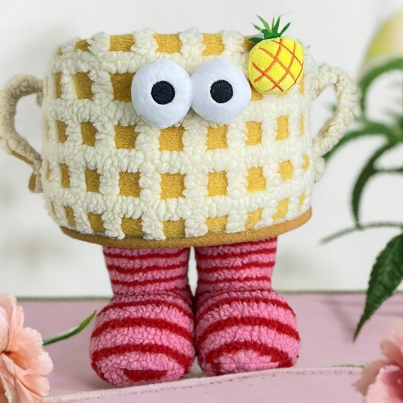 小菠萝带内衬棉绳收纳筐冰淇淋小怪兽手工可爱客厅家用创意卫生间