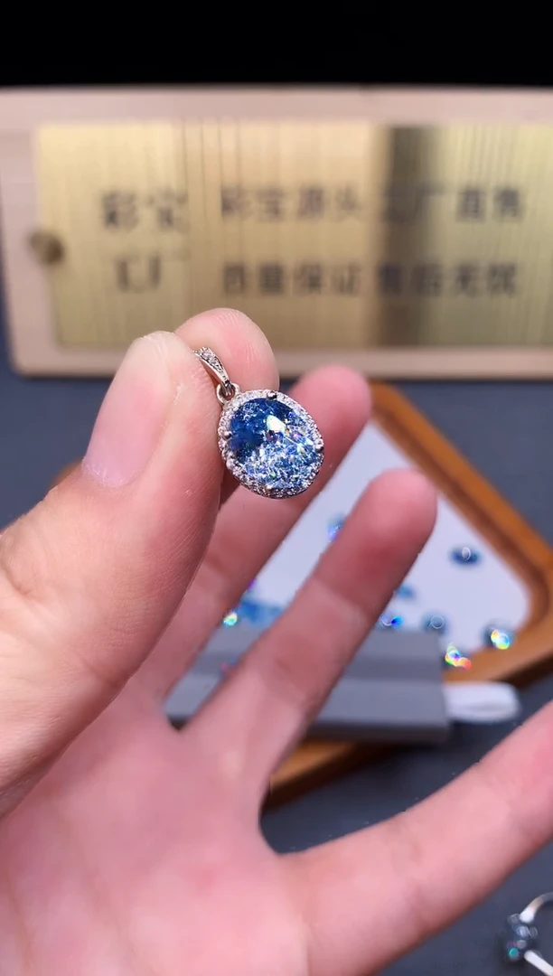 海蓝宝石颈饰银S925镶嵌5432