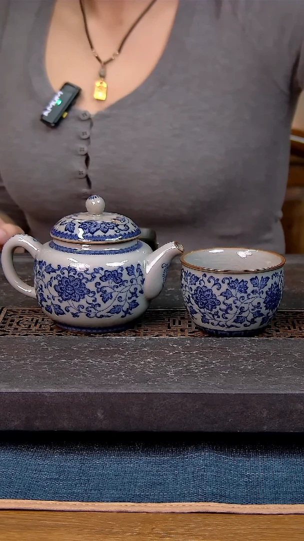 简装家用款2件套 老陶泥开片纹陶瓷茶具