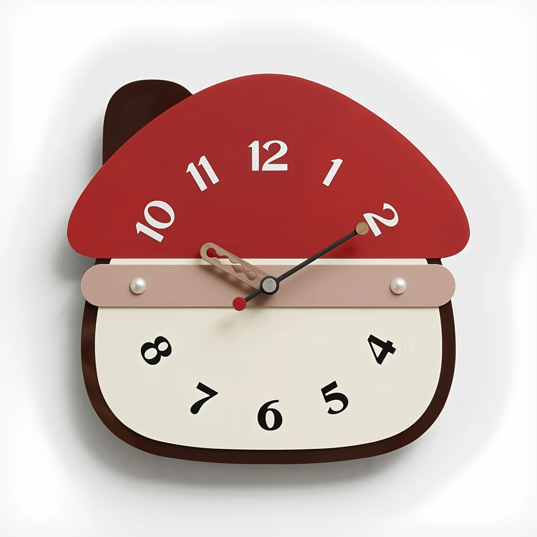 房子挂钟奶油风时尚可爱蘑菇挂钟儿童网红卡通个性创意挂墙时钟表