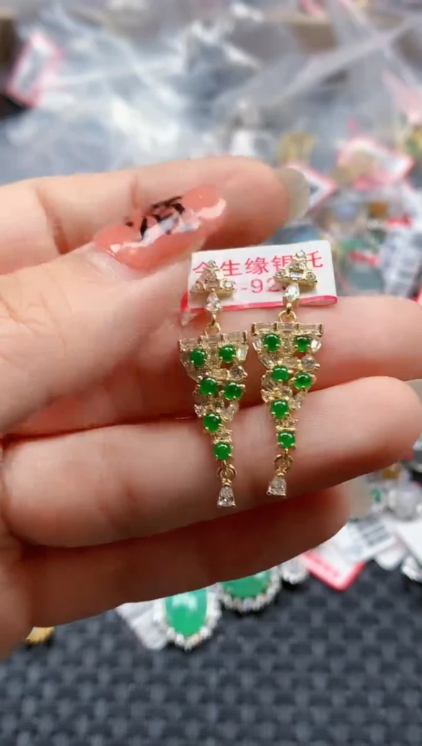 银S925镶嵌戒指翡翠天然A货缅甸翡翠