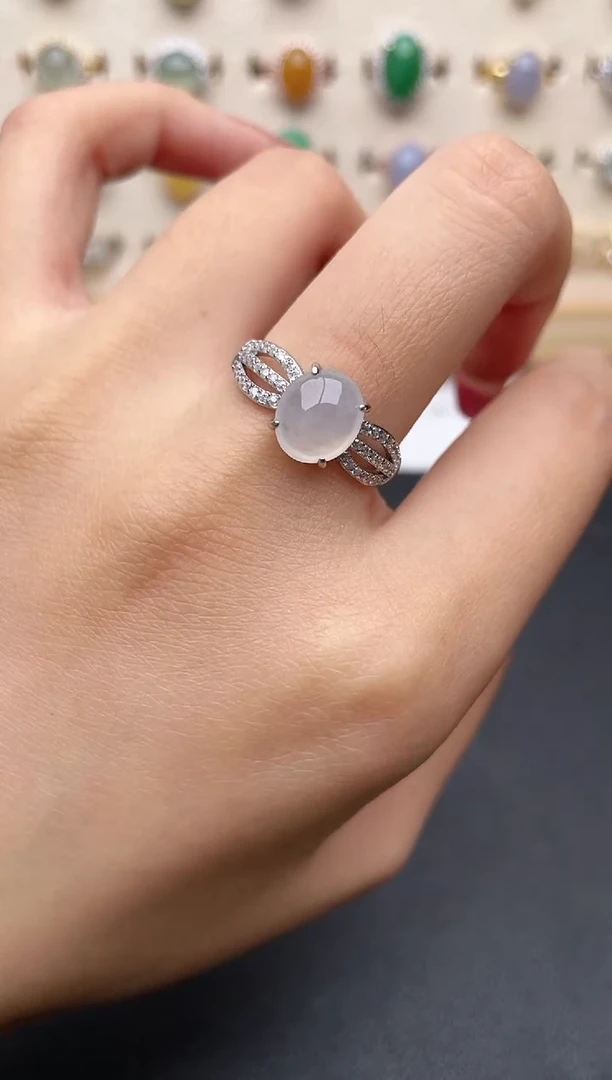 【闪购商品】翡翠戒指银S925镶嵌一物一证一礼盒