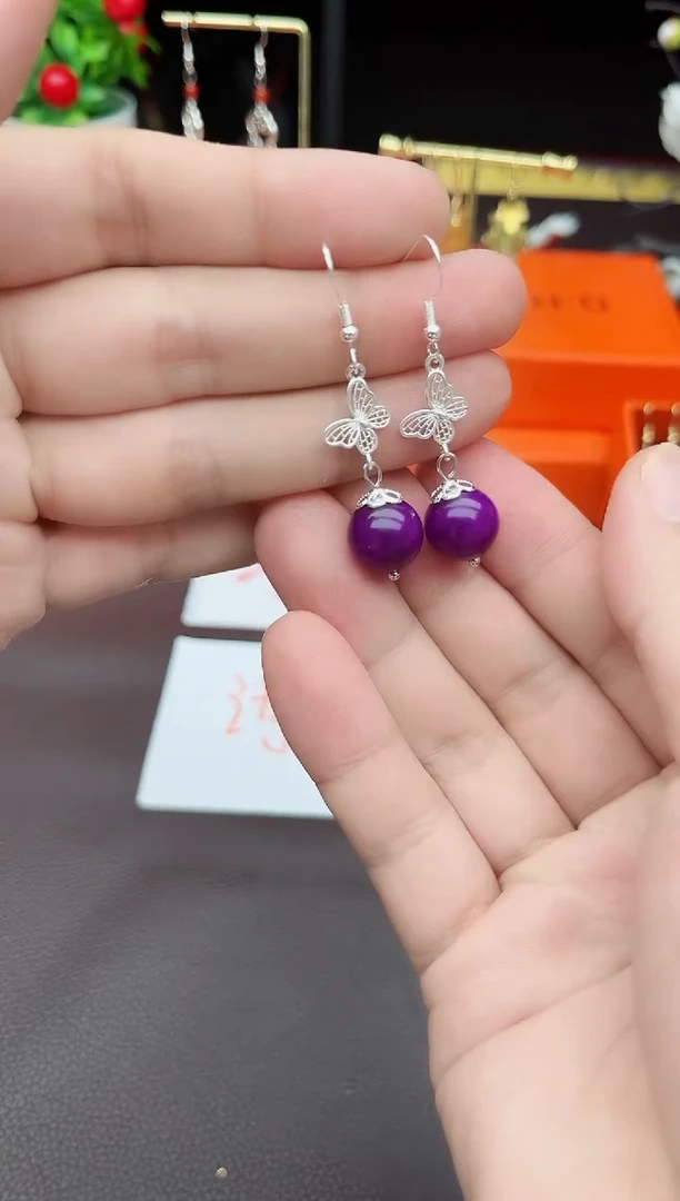 玛瑙/玉髓耳饰银S925镶嵌414000