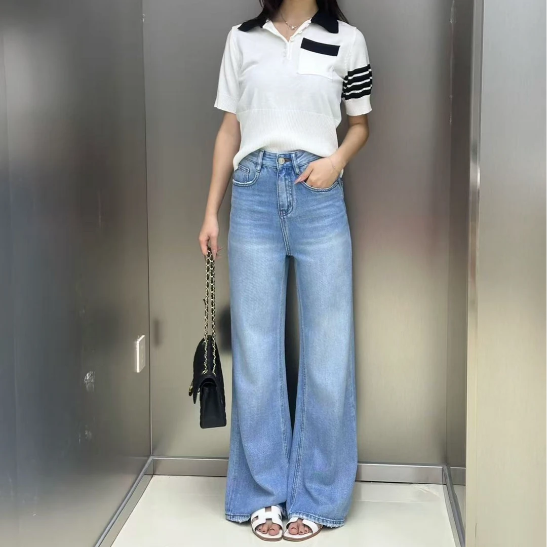 JLIA-1052夏季宽松阔腿微喇牛仔裤女