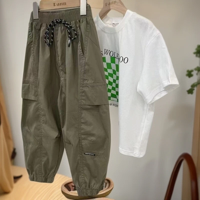 童装男童2025初秋新款休闲工装裤儿童帅气防蚊裤中大童裤子潮