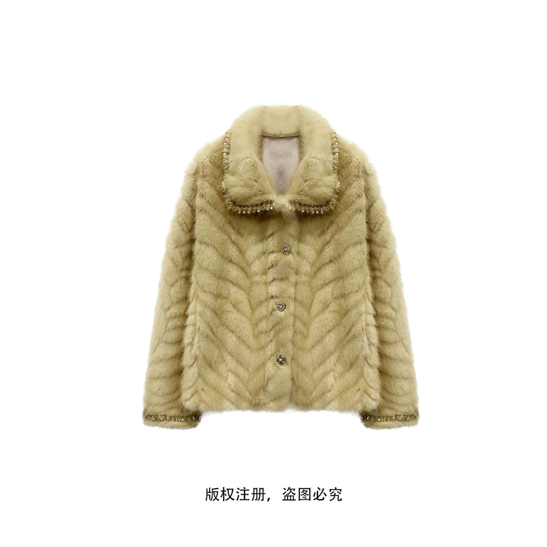 【COCOLOYIS】冬季高级感翻领气质斜纹设计保暖外套女25011197