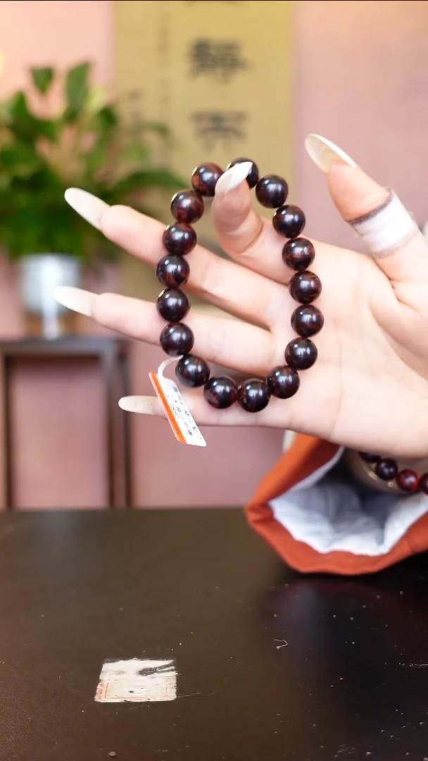 降真香手串/手链海南红降花梨公1.2土埋黑金玉化料单圈