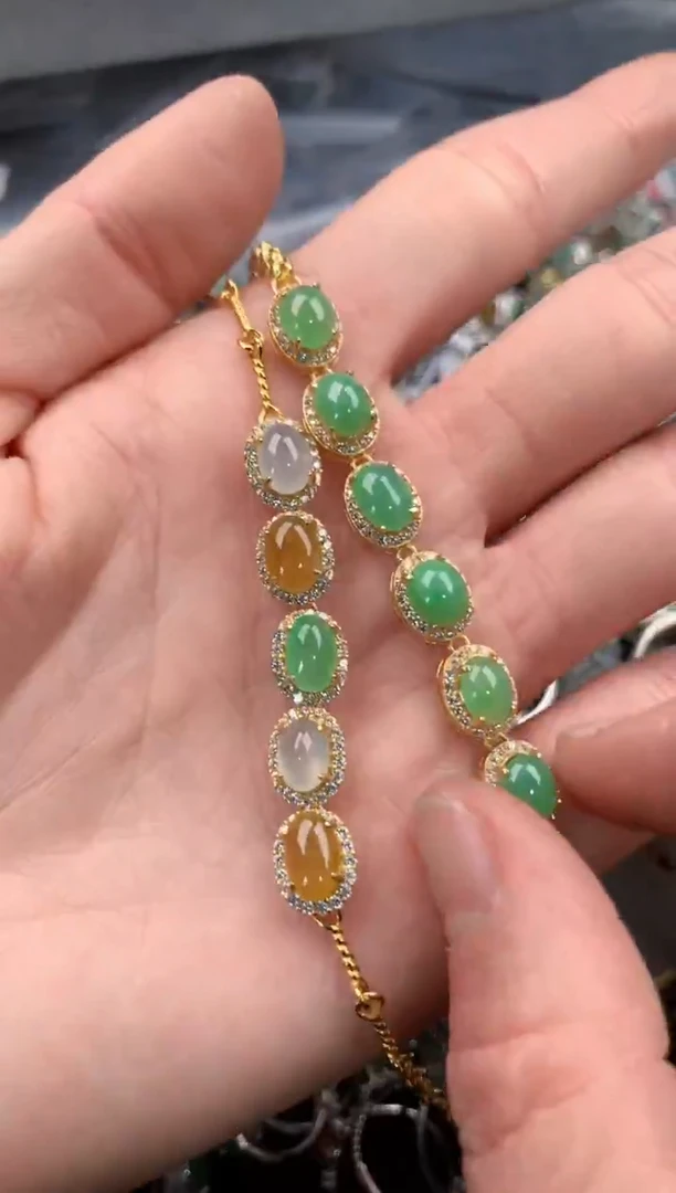 银S925镶嵌戒指翡翠666   3