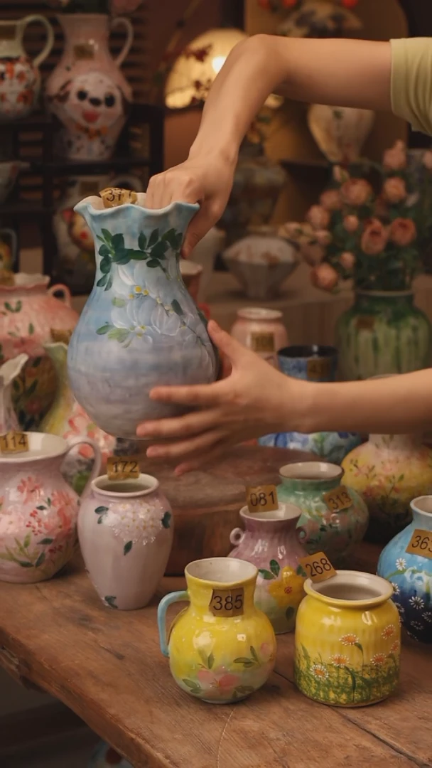 陶瓷377景德镇设计师手作花器摆件侘寂风