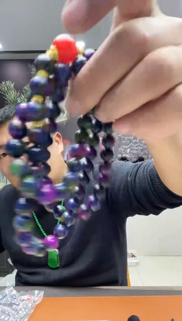 主播推荐七彩项链+手串