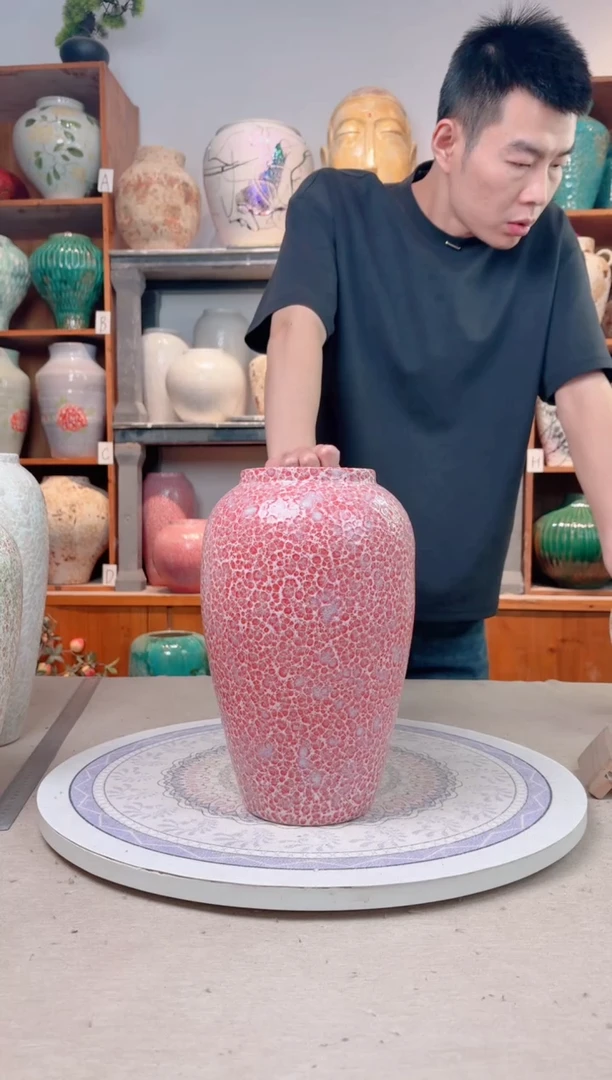 瓶陶瓷花瓶 无花  新樱花粉 中号