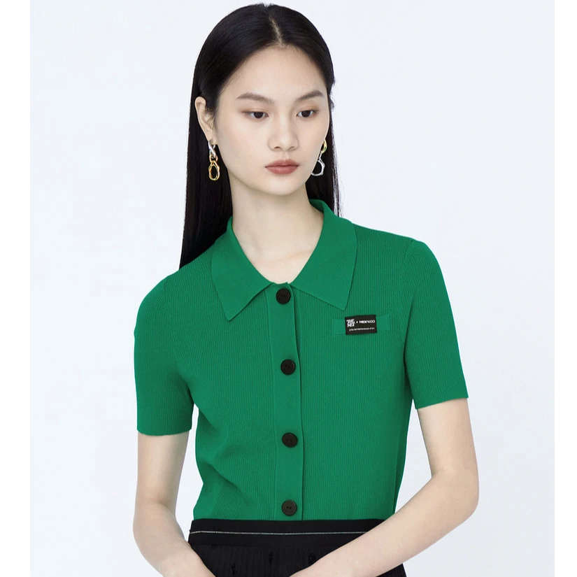 【晨粉专享价】春季舒爽活力减龄时尚气质翻领针织衫女XZ01482I6