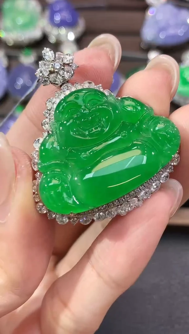 吊坠(不含链)18K金镶嵌翡翠稼**行D28