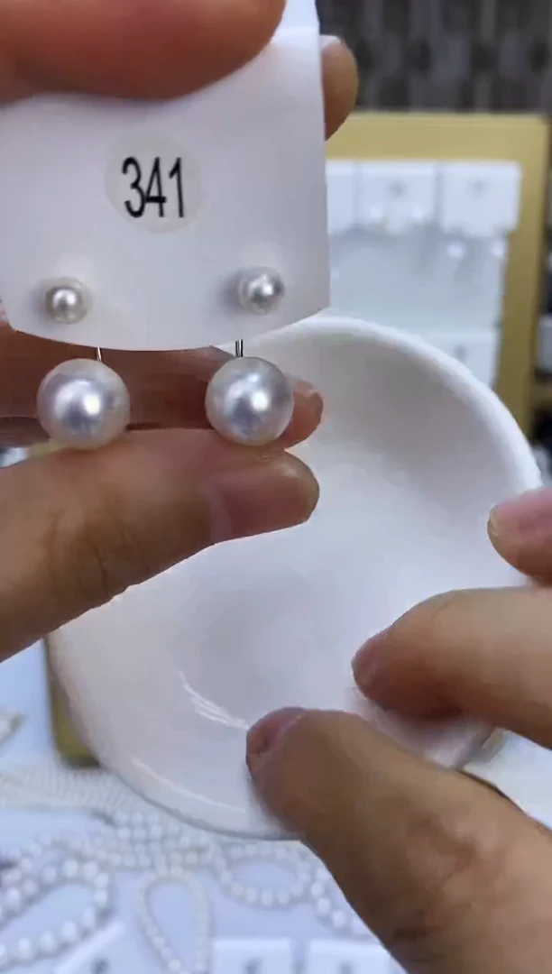 银S925镶嵌耳饰淡水珍珠341