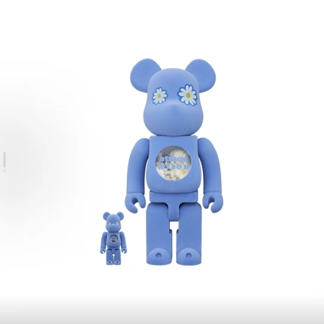 【山】bearbrick 积木熊 ATMOS 蓝色小雏菊 400%