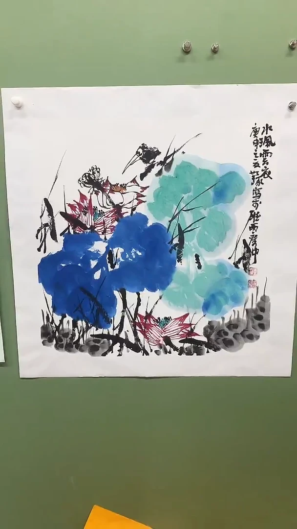 竖款精品四尺斗方荷花