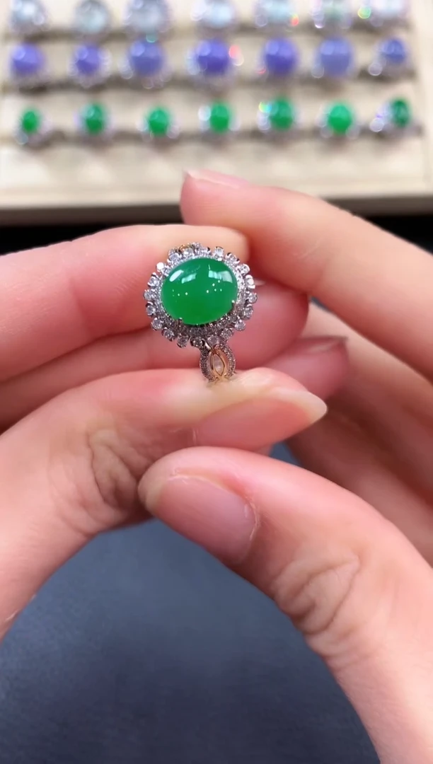 【闪购商品】翡翠戒指18K金镶嵌b96