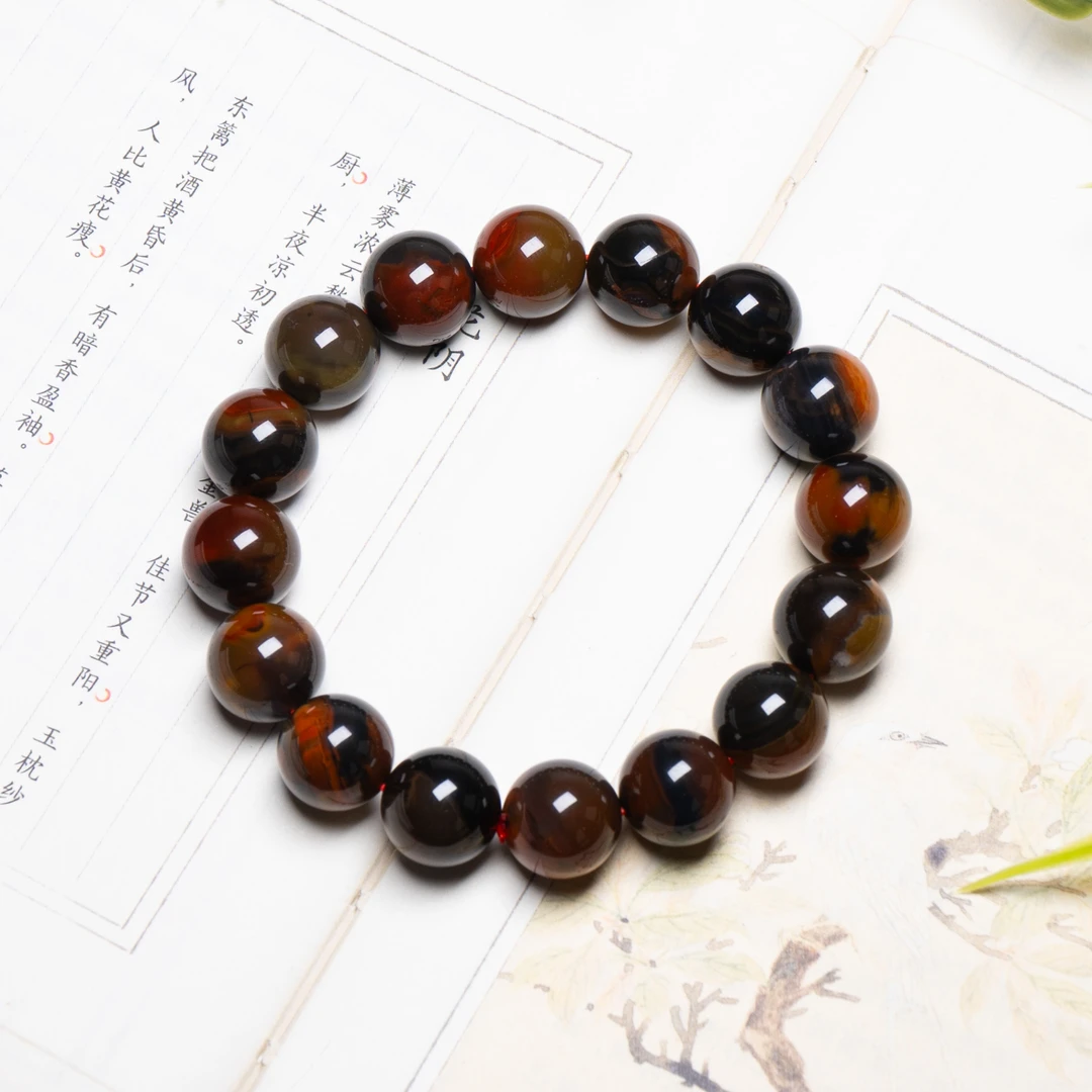 包浆南红蓝皮大手串【承禧原矿】SH20-9691多样性其一