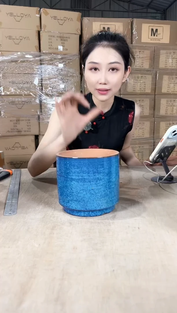 圆筒横纹蓝色小号15x14