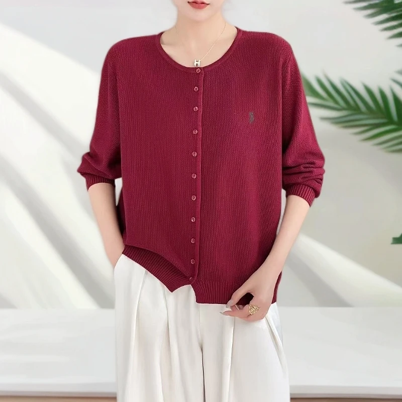中年妈妈秋冬装高贵针织小衫2024新款时尚洋气本命年红色毛衣
