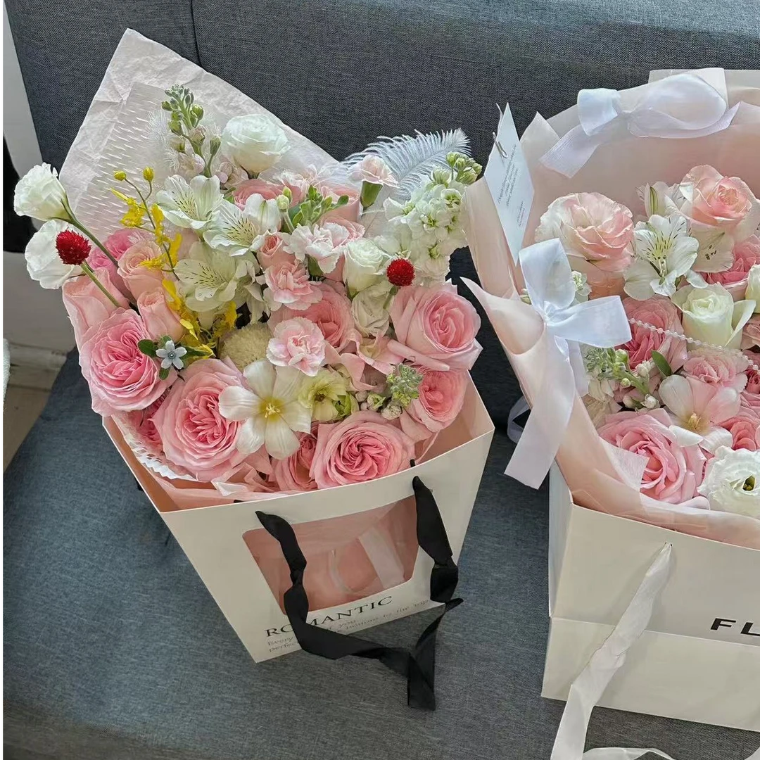 【冬天见面的花】粉玫瑰郁金香混搭紫罗兰同城小时达