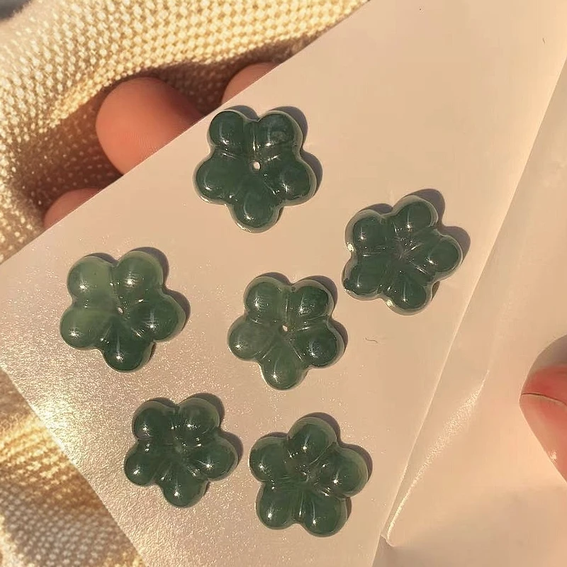 DIY饰品配件天然翡翠A货花朵散珠隔珠隔片花朵多样性发其一气质