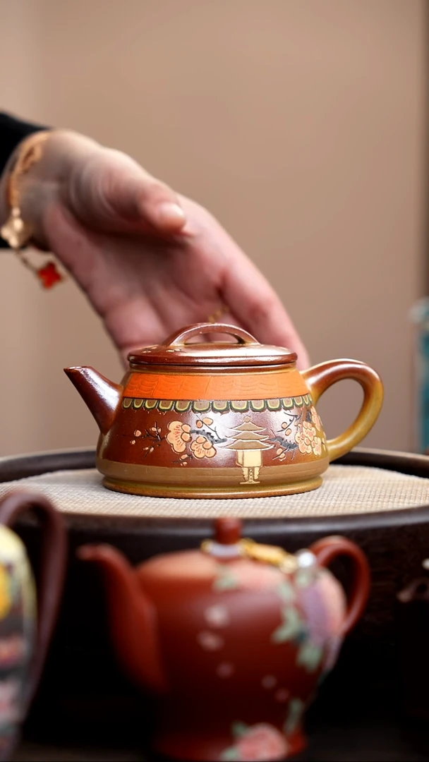 茶壶紫砂柴烧汉瓦满园春色009