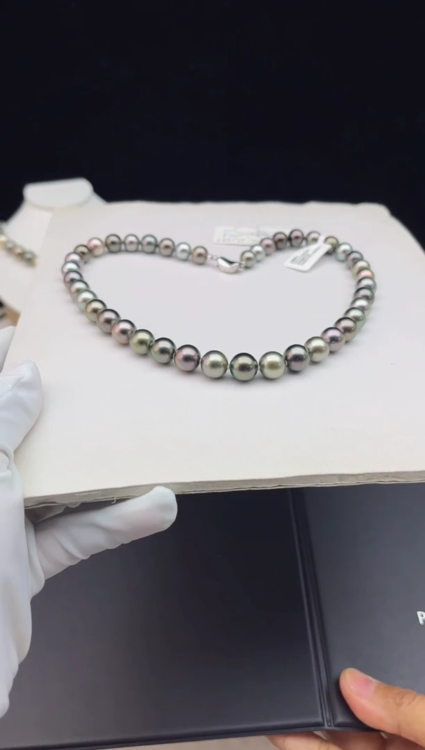 【闪购商品】海水珍珠颈饰银S925镶嵌大溪地黑珍珠真科研ss