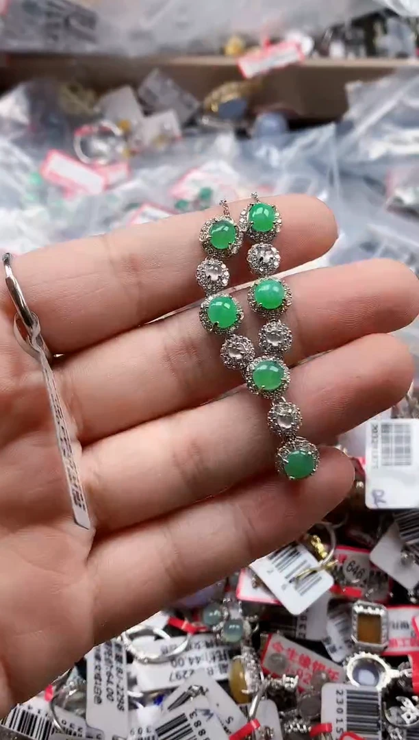 银S925镶嵌戒指翡翠天然A货缅甸翡翠