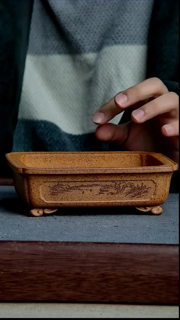 紫砂花盆14*10*3.5内径紫砂花盆