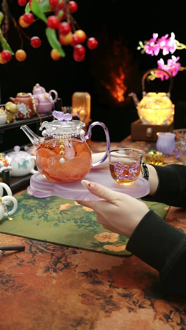 【闪购商品】紫色壶承+茶壶+链子+杯子