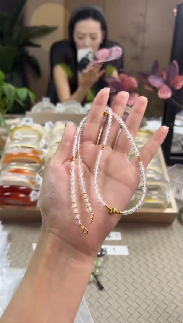 玛瑙/玉髓手镯银S925镶嵌水晶链子