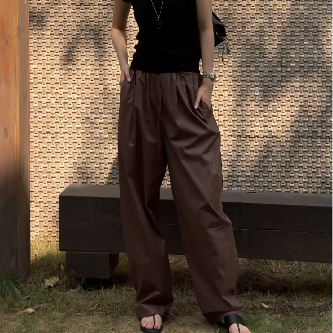 YIYI-【美式】美式纸皮裤252XK002