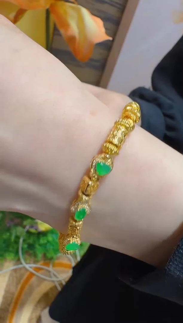 足金镶嵌手链翡翠多样性团购发一件