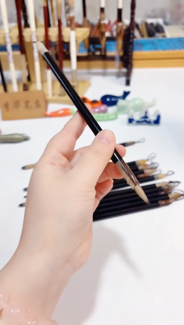 黑檀牛角百纯兔毫毛笔1支 出锋2.3 口径0.5