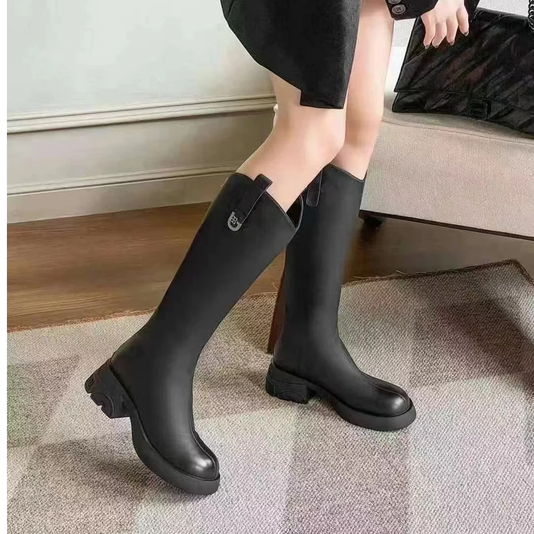 ＭＹ秋冬新款韩版通勤瘦瘦简约厚底裸靴长靴8810-2A(加绒)