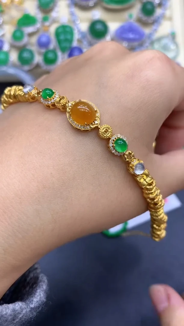 18K金镶嵌手链翡翠763-中国好珍宝