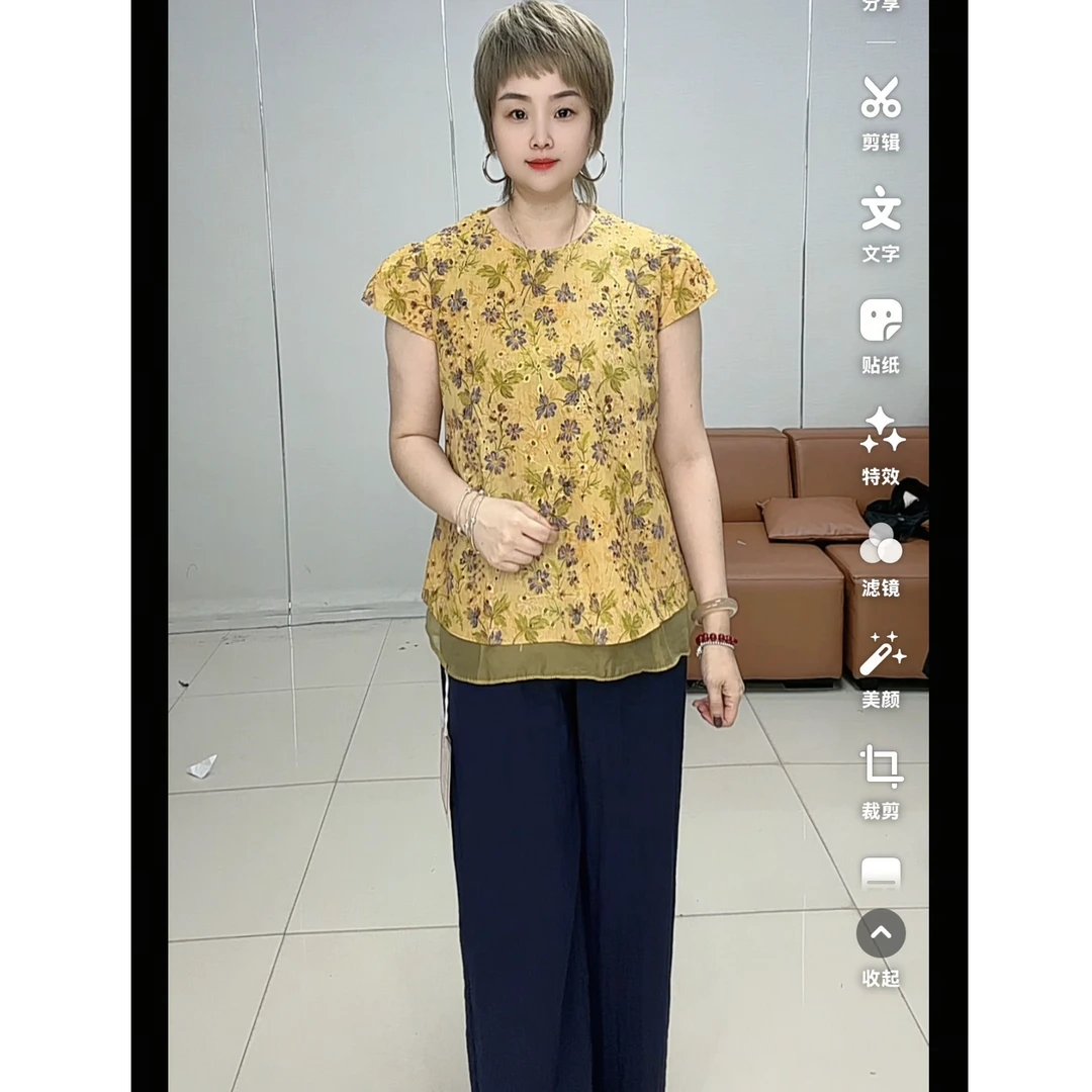 小施家新中式小碎花特色气质设计衫1616