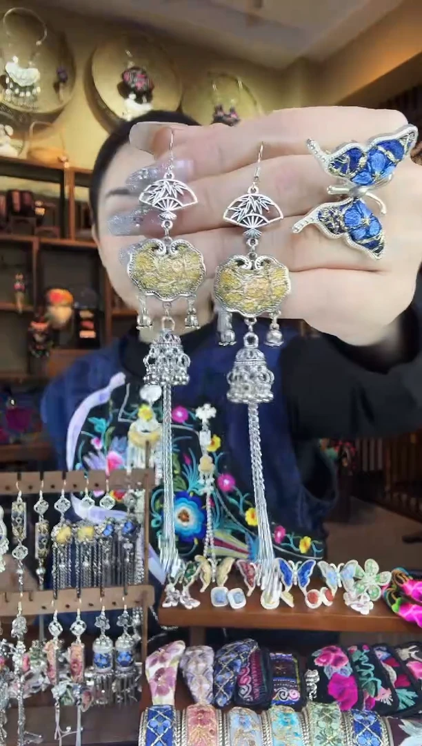 刺绣非遗刺绣民族风耳环