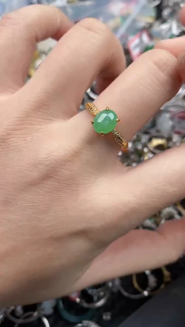 银S925镶嵌戒指翡翠10             3