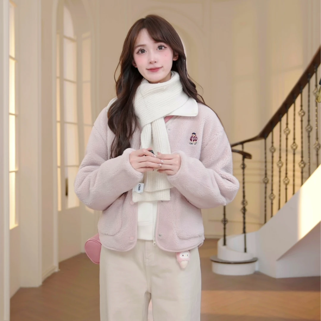 【商场同款新品】SPAO2025摇粒绒小熊保暖毛毛外套SPFZF12G41