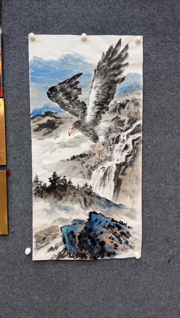 【闪购商品】国画1.18展馆-颜新辉四尺-飞鹰图