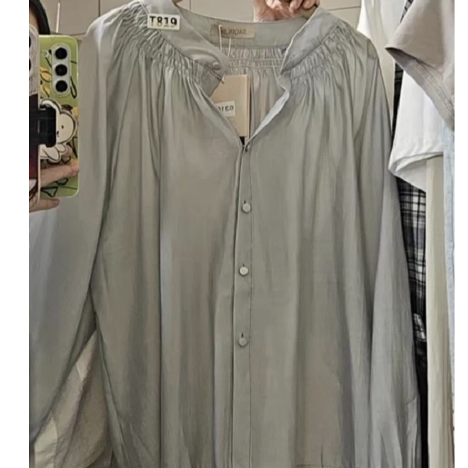 fl138圆领纽扣衬衫6318