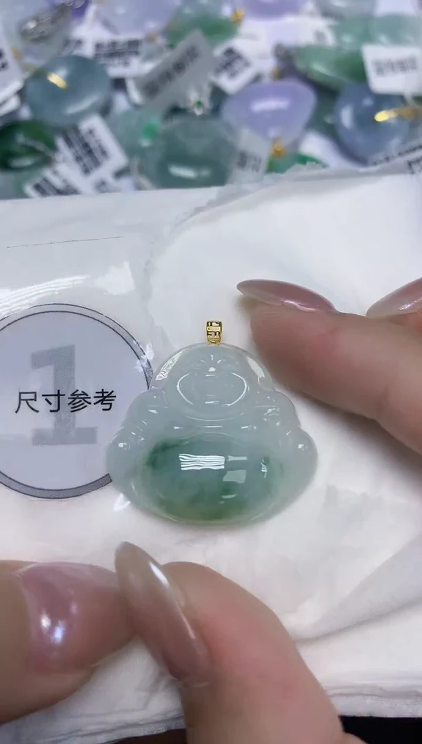 翡翠18K金镶嵌颈饰天然缅甸翡翠A货百元以上9元证书费自理