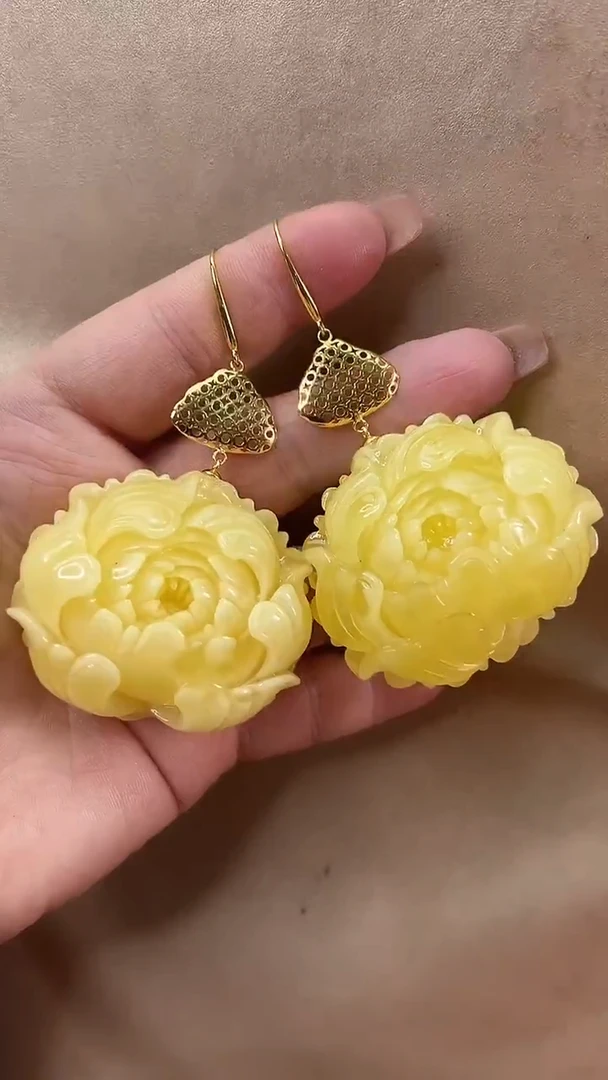 琥珀颈饰未镶嵌耳环