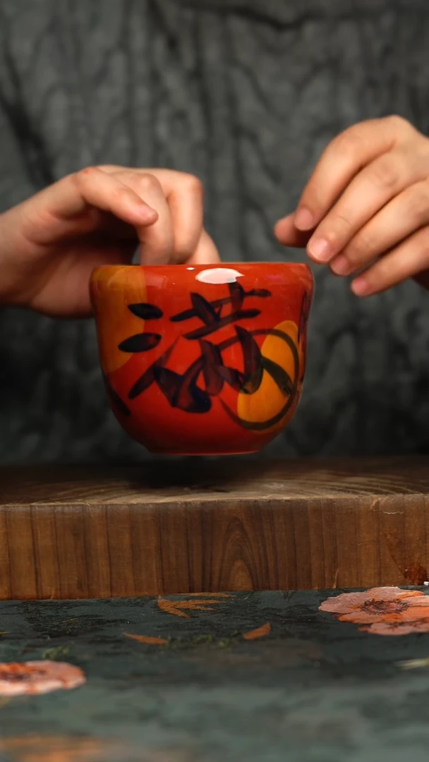 杯釉下彩手工手绘同款陶器