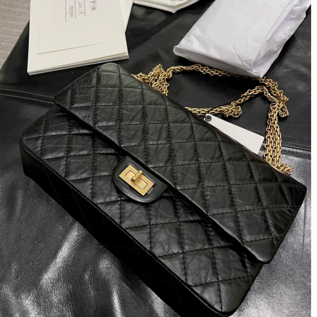 99新 Chanel/香奈儿 小花Jerry活动2.55 口盖包 大号 26开 金扣