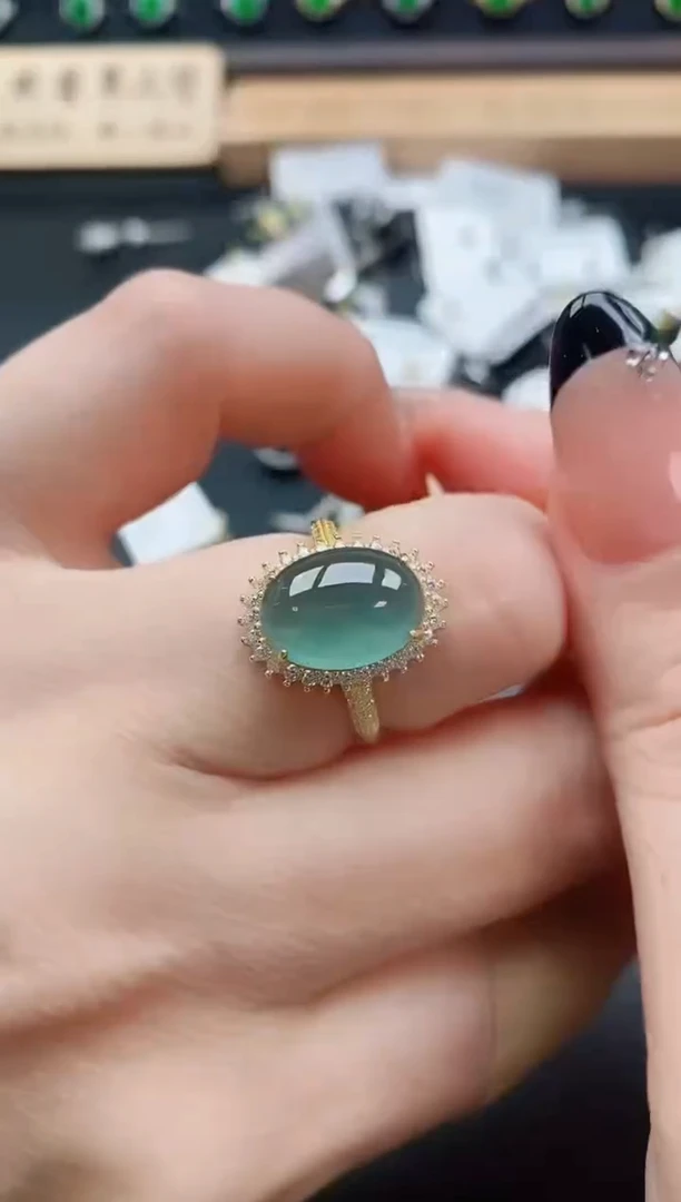 银S925镶嵌戒指翡翠1